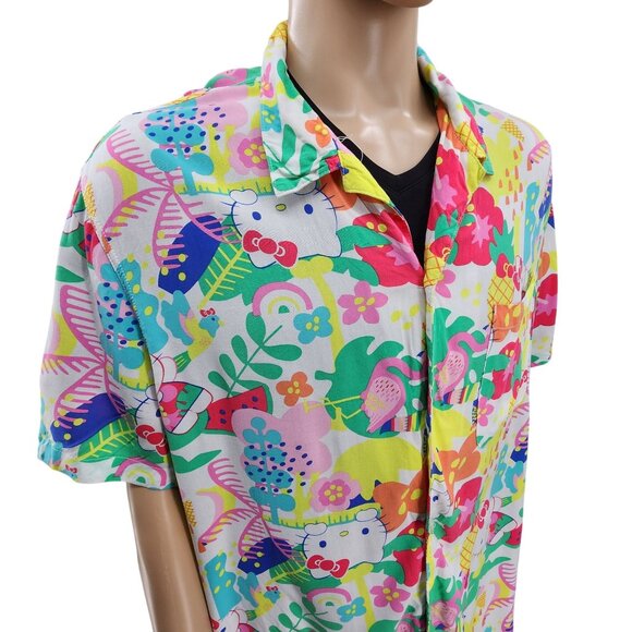 Hello Kitty By Sanrio Mens XXL Hawaiian Shirt Colorful Print - Picture 1 of 9
